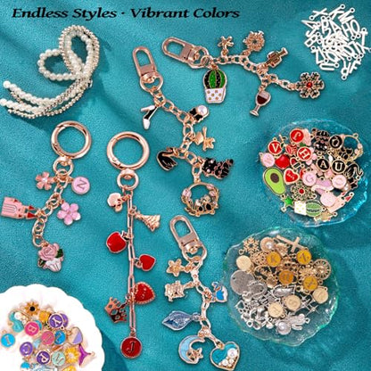 325PCS Charms Lip Gloss Keychain Making Kit