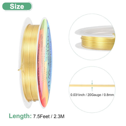 0.8 mm/20 Gauge Copper Wire for Jewelry Making, 7.5FT Copper Beading Craft Wire for Jewelry/Weaving/DIY Crafting/Planting, Color-Retaining [2.3 M, KC-Gold]