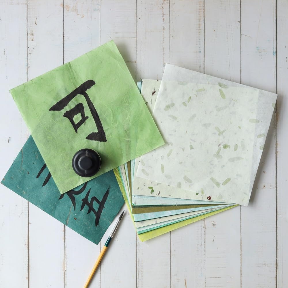 50 Sheets 6 x 6 Inches Natural Fiber Mulberry paper Sheets Square Origami Paper Arts Folding Craft, Decoration Paper, Square Folding Paper for DIY Crafts (Mixed Green Rice Straw etc.,,, 6 x 6) - Crafty Corner