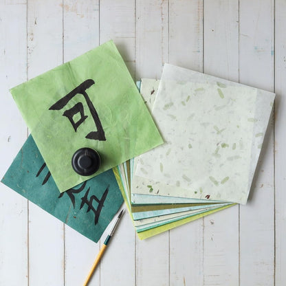 50 Sheets 6 x 6 Inches Natural Fiber Mulberry paper Sheets Square Origami Paper Arts Folding Craft, Decoration Paper, Square Folding Paper for DIY Crafts (Mixed Green Rice Straw etc.,,, 6 x 6) - Crafty Corner