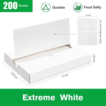Precut POP UP Deli Paper Sheet Pack of 200, Interfolded Heavy Paper for Food Wrap and Serving (8" x 10-1/2", White）