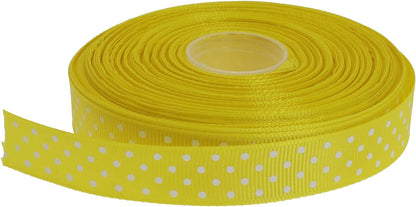 Polka Dot Grosgrain Ribbon 25 Yard Each Roll 100% Polyester (5/8", Yellow) - Crafty Corner