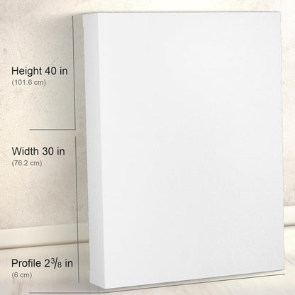 PHOENIX 30x40 Inch Museum Canvas - 2 3/8 Inch Thick Porfile Deep Large Stretched Canvas for Painting 1 Pack 100% Cotton 11 Oz. Gesso Primed White Blank Professional Canvas Oil & Acrylic Paints