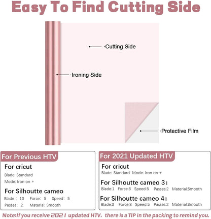 HTVRONT HTV Vinyl Rolls Heat Transfer Vinyl - 12" x 5ft Rose Gold HTV Vinyl for Shirts, Iron on Vinyl for All Cutter Machine - Easy to Cut & Weed for Heat Vinyl Design (Rose Gold)
