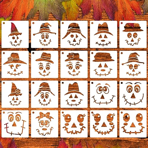 Scarecrow Stencils Scarecrow Face Stencil for Crafts Reusable 3"