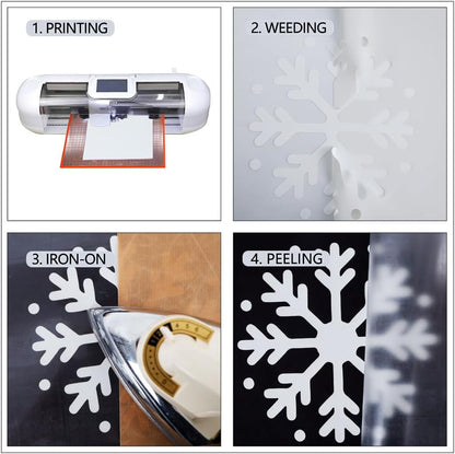guangyintong Reflective White Heat Transfer Vinyl HTV Rolls, 12" x 8ft Reflective Iron on Vinyl for T-Shirts, White HTV Vinyl for All Cutter Machine Easy to Cut & Weed for HTV DIY Design