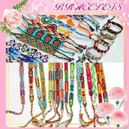 Friendship Bracelet String 50 Skeins Fashionable Rainbow Color Embroidery Floss Cross Stitch Embroidery Thread Cotton Floss Bracelet Yarn (1312.5 Foot)