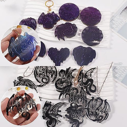 2 Pack Dragon Keychain Resin Mold