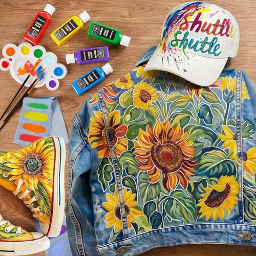 Fabric Paint 24 Colors Permanent Soft Fabric Paint in Bottles (48 Fl Oz)