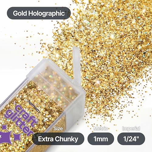 Craft Glitter Shaker Gold Holographic 130g Extra Chunky (4.5 Ounce)