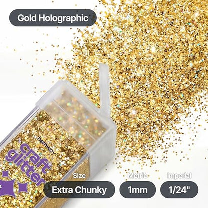 Craft Glitter Shaker Gold Holographic 130g Extra Chunky (4.5 Ounce)