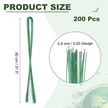 PATIKIL 32 Inch 22 Gauge Floral Stem Wire, 5 Pack/200 Pieces Bouquet Stem Paper Wrapped for DIY Crafts Flower Arrangements, Green
