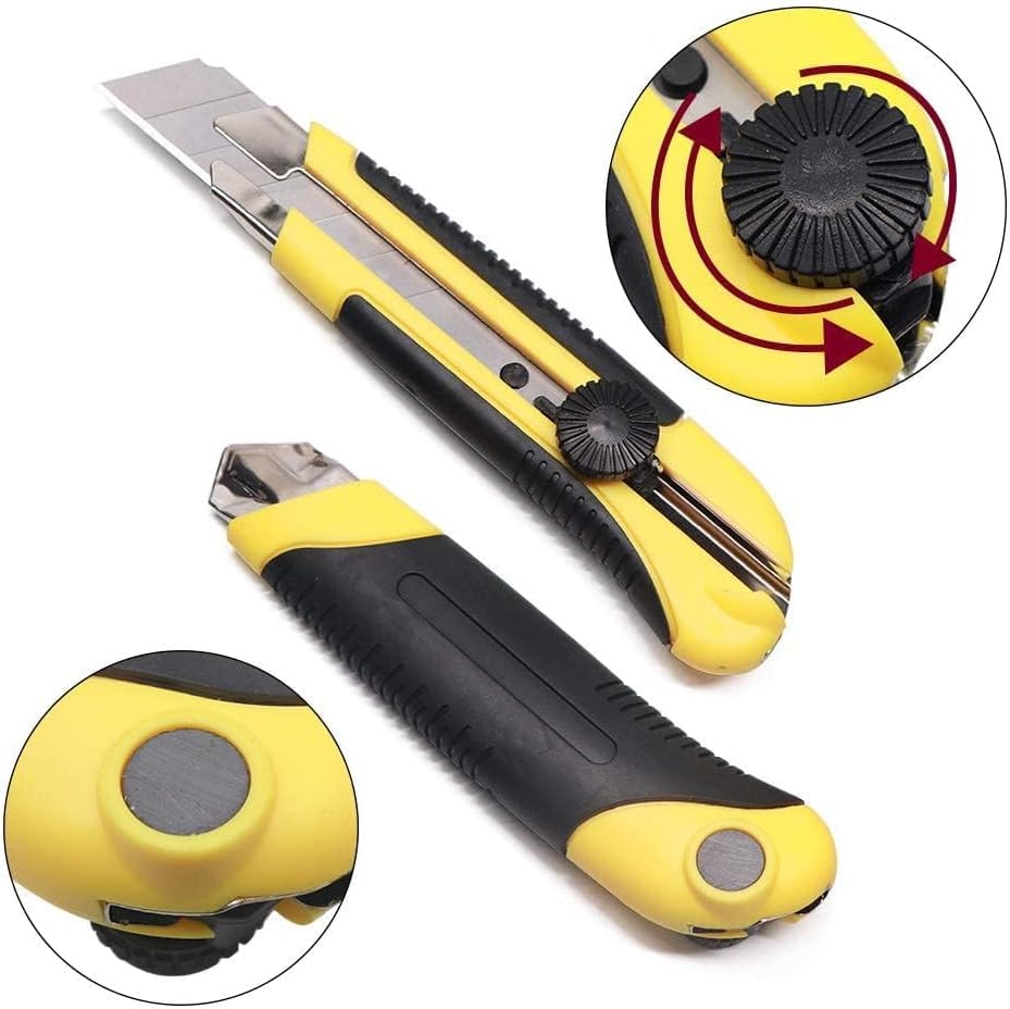 Box Cutter Retractable 25MM Long Utility Knife With 10pcs Blades Refills