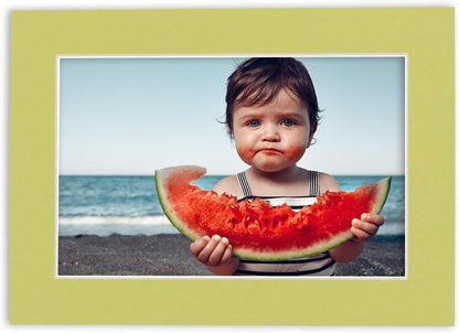 Pack of Ten Acid Free 8x10 Mats Bevel Cut for 5x8 Photos - Pistachio Green Precut Matboards With Backing Boards and Self Seal Photo Mat Bags For Pictures, Photos, Framing - 4-ply Thickness