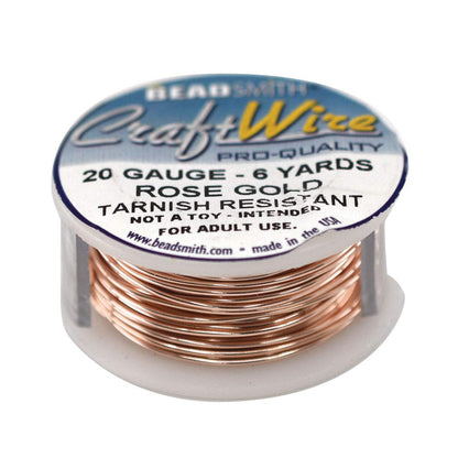The Beadsmith Wire Elements Craft Wire – Tarnish Resistant, Soft Temper, Round, Rose Gold Color – 0.81mm, 20 Gauge, 6 Yard Spool – Jewelry Making, Wire Wrapping, Floral, & Other DIY Crafts