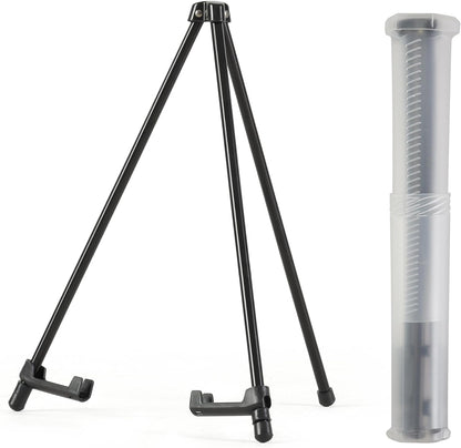 14" High Tabletop Instant Display Easel - Black Steel Small Tripod Easel Stand with Adjustable Holders for Pictures, Paintings, Posters and Store Signs(1 Pack)