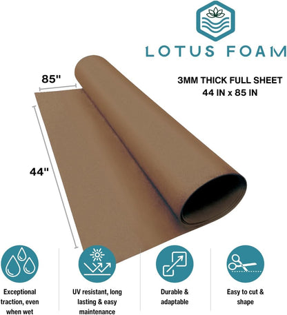 LotusFoam Large 3mm EVA Foam Sheet - 44"x 85" High Density Foam 130 kg/m3 for Cosplay, Costumes, Crafts, Flooring, Outdoor Use - 35 Colors (Pecan) - Pecan - Crafty Corner