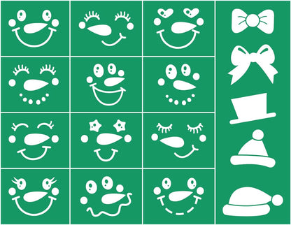 JAJADO Snowman Face Small Christmas Stencil Silk Screen Transfers Xmas Joy Screen Print Stencil Holiday Self Adhesive Silk Screen Stencils for Crafts on Wood, Fabric, Glass, Mug, DIY Christmas Decor