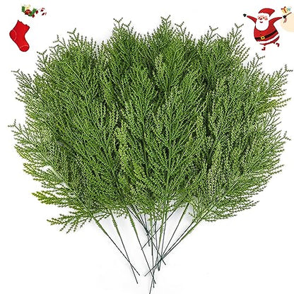40 Pcs Artificial Cedar Picks Faux Cedar Branches Fake Cypress Stems Plastic Pine Greenery Christmas Picks and Sprays DIY Accessories for Crafts Wreath Holiday Home Decor (40 Count)