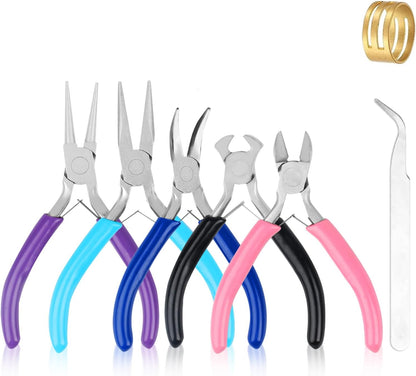 5 Pcs Jewelry Making Pliers Tools,Includes Needle,Round,Chain, Bent & Zipper Pliers for Repair, Wire Wrapping & Crafts DIY Craft Jewelry Making Supplies - Crafty Corner