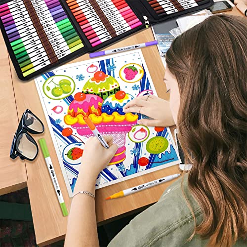 ZSCM 72 Colors Markers for Adult Coloring Books No Bleeding (72 Count)