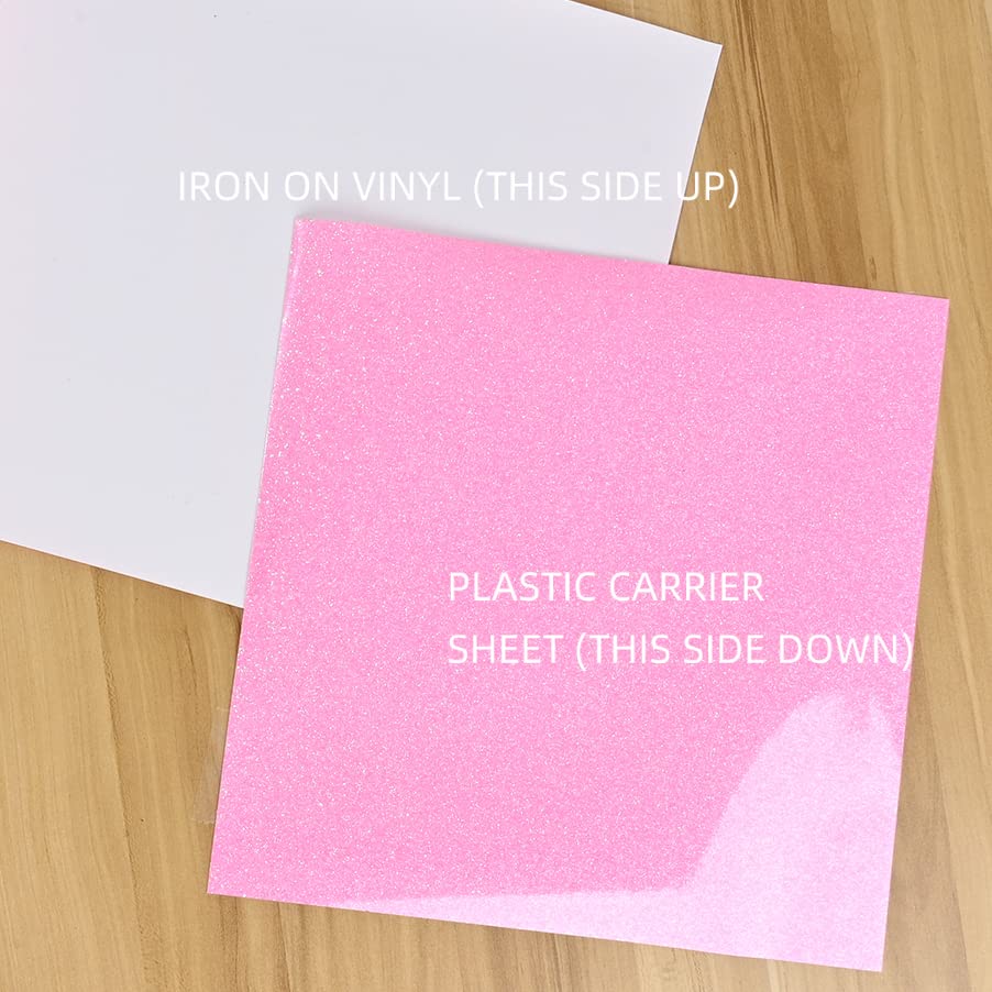 Rainbow Pink Glitter HTV Heat Transfer Vinyl Bundle 8 Sheets (8 Count)