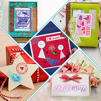 7 Pcs Vintage Rubber Clear Stamps Set 4 Sheet Transparent Postage Silicone Stamps 3 Pcs Acrylic Stamp Block Tools with Grid Lines Rubber Craft Supplies for DIY Scrapbooking Journaling