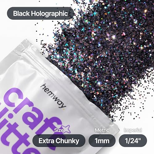 Craft Glitter Black Holographic 100g Extra Chunky Glitter (3.5 Ounce)