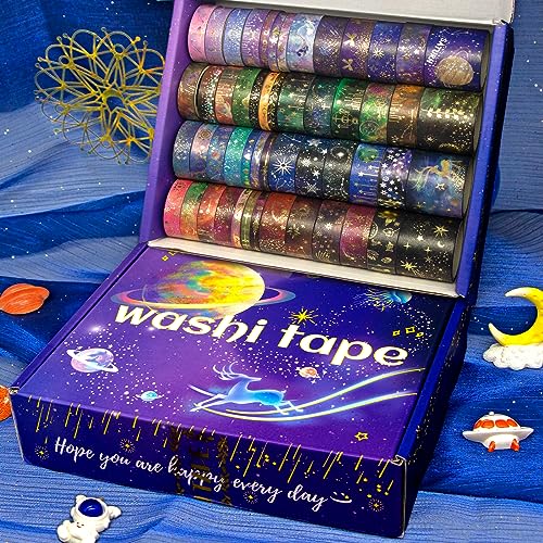 52 Rolls Gold & Silver Foil Washi Tape Set for Journaling & Scrapbooking