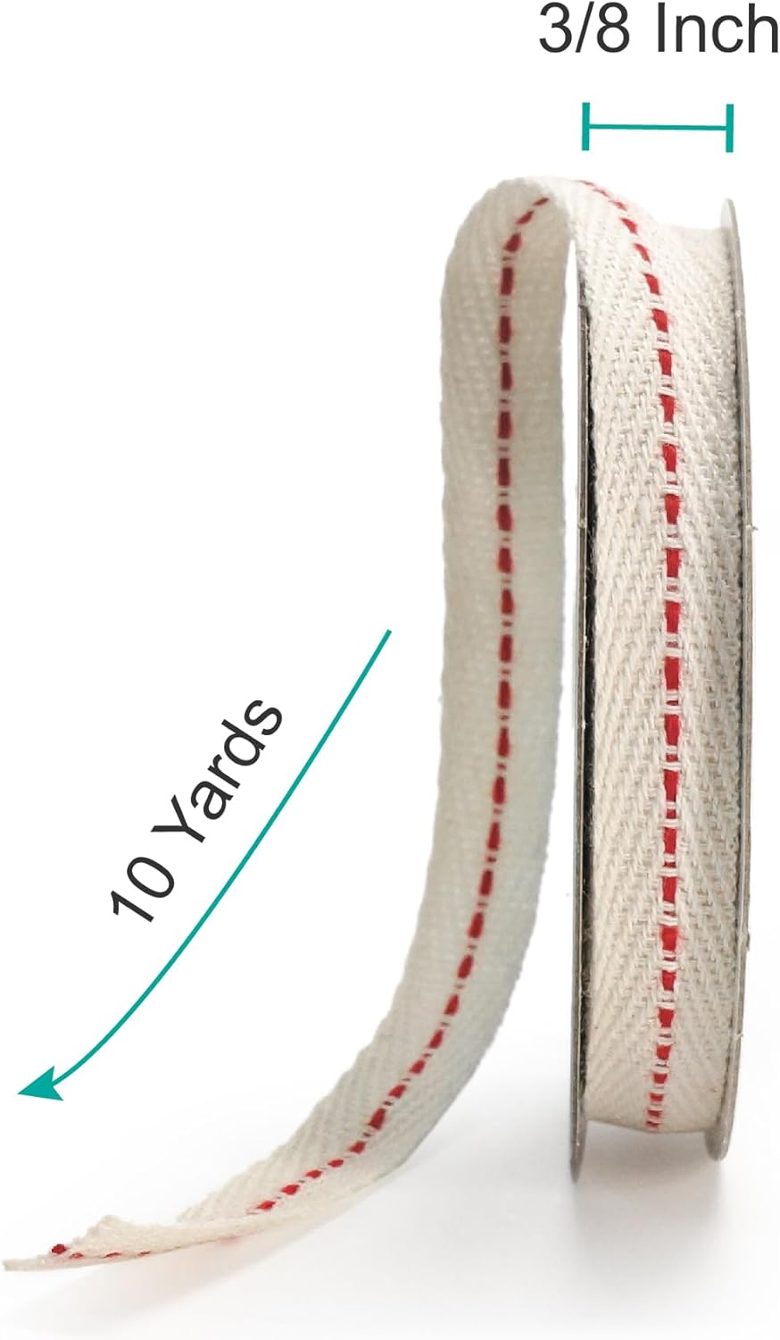 CT CRAFT LLC Ivory Cotton Red Stitched Ribbon 3/8" x 10 Yards for Home Décor Gift Present Wrapping DIY Crafts Birthday Wedding Bouquet Christmas - Crafty Corner