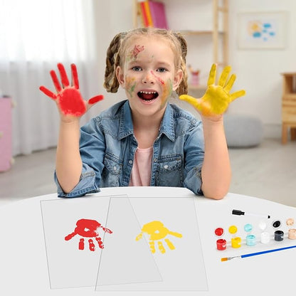 Family Handprint Kit, DIY Baby Hand Print Kit-Father's Day Gift - New Parent Gifts Ideas Hand and 4 Sheets Footprint Keepsake with Baby-Safe Paint(Black)