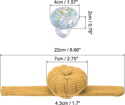 PATIKIL Wrist Pumpkin Pin Cushion, Snap Pin Cushion with Elastic Strap Ring Portable Embroidery Needle Pin Storage for Hand Craft Knitting, Yellow