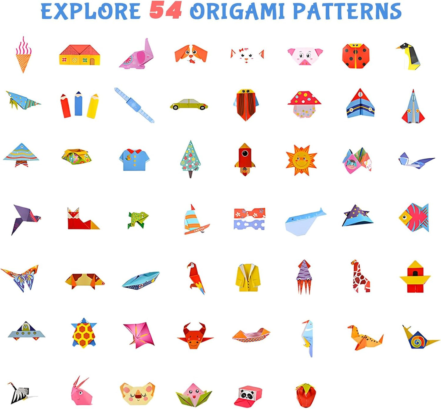 Origami Kit for Kids Ages 5-16, 108 Sheets with 54 Patterns & Instruction Book | Origami Paper Kit for Beginners & Advanced | Arts & Crafts Toys for Girls & Boys Ages 8-12 | Birthday & Christmas Gifts - Crafty Corner