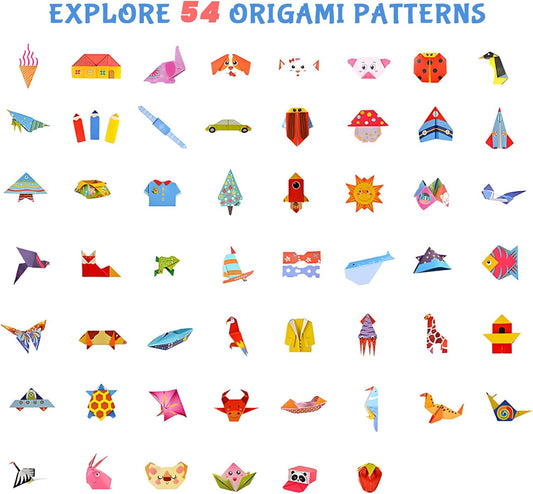 Origami Kit for Kids Ages 5-16, 108 Sheets with 54 Patterns & Instruction Book | Origami Paper Kit for Beginners & Advanced | Arts & Crafts Toys for Girls & Boys Ages 8-12 | Birthday & Christmas Gifts - Crafty Corner