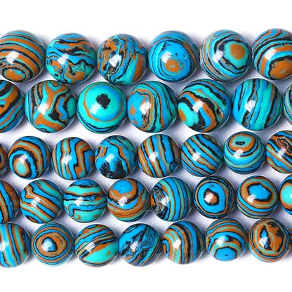 10MM Blue Malachite Beads Natural Stone Energy Healing Beads Round Loose Beads for Jewelry Making Bracelet 38pcs 1 Strands 16"
