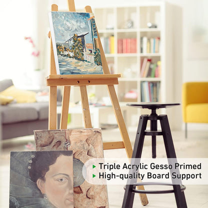 GOTIDEAL Stretched Canvas, 8x10 Inch Set of 10, Primed White - 100% Cotton Artist Canvas Boards for Painting, Acrylic Pouring, Oil Paint Dry & Wet Art Media