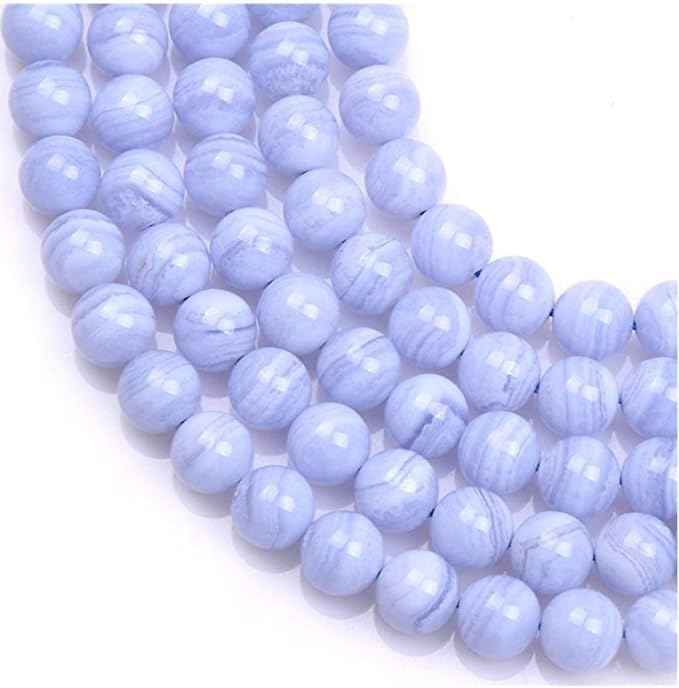 60pcs Adabele Natural Blue Lace Agate Healing Gemstone 6mm Round Loose Beads Gem Stone Spacer for DIY Craft Jewelry Making GE11-6