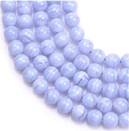 60pcs Adabele Natural Blue Lace Agate Healing Gemstone 6mm Round Loose Beads Gem Stone Spacer for DIY Craft Jewelry Making GE11-6