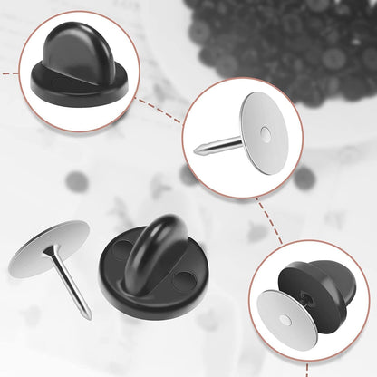JANYUN 40 Pairs Rubber Blank Pin Backs Butterfly Clutch Backings Holder Tie Tacks Keepers Replacement with 9mm Length 10mm Width Lapel Enamel Pins for Craft Making