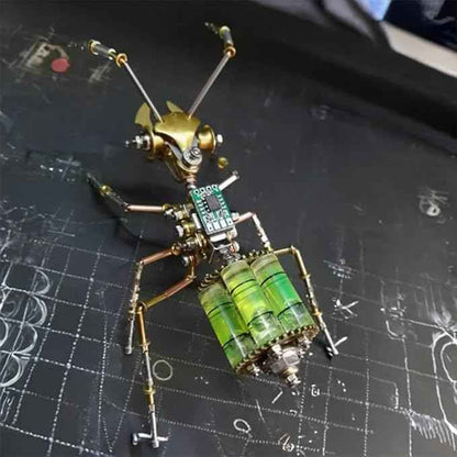Steampunk Mechanical Ant Model Kit for Adults – 3D DIY Metal Insect Puzzle with Retro Brass Design, Collectible Robot Sculpture for Home & Office Decor, Gift for Hobbyists and Makers (Gatling Ant)