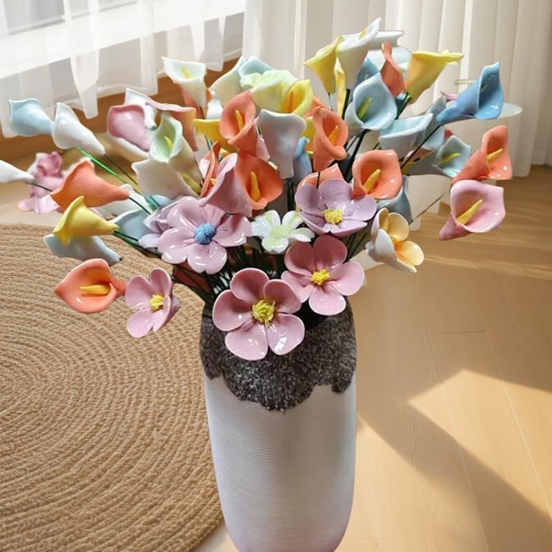 10PCS 3D Flower Ceramics Mosaic Tiles (8 Ounce)