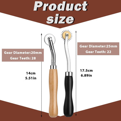 Nitlak 2 PCS Tracing Wheel with Wooden Handle Stainless Steel Pounce Wheel, Point Sewing Tracing Wheel for Sewing Patterns, Rotary Perforator, Overstitch Wheel, Perforation Cutter