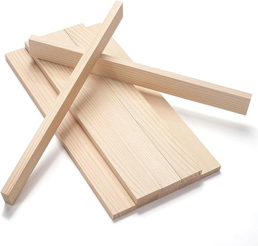 Wood Trim Wooden Strips Slats for Wall, Wooden Dowels Sticks for Crafts, 1/2" × 1.5" × 15", 10 PCS Square Wood Dowel Rods for Crafting, Unfinished Hardwood Sticks Flat Lumber Boards for Woodworking