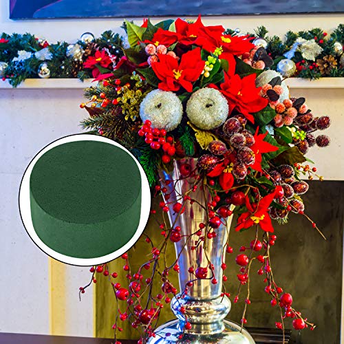 12 Pieces Round Floral Foam Wet Green Flower Foam DIY Flower Arrangement Kit for Aisle Wedding Party Decoration (12 Count)