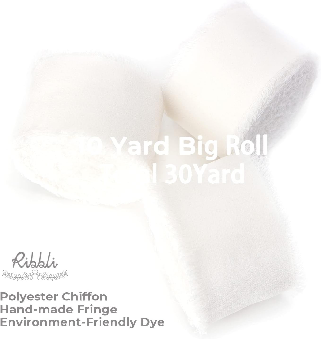 Ribbli White Chiffon Ribbon - 1.5 inch x 30 Yard Handmade Silk, Fringe Chiffon for Wedding Invitations, Gift Wrapping, Bridal Bouquets, Flower Arrangement - Crafty Corner