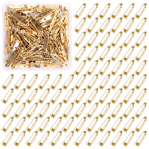 100 Pcs Brooch Pin Backs Bar Pins Backs for Crafts Safety Clasp with Plastic Box (100 Count)