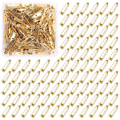 100 Pcs Brooch Pin Backs Bar Pins Backs for Crafts Safety Clasp with Plastic Box (100 Count)