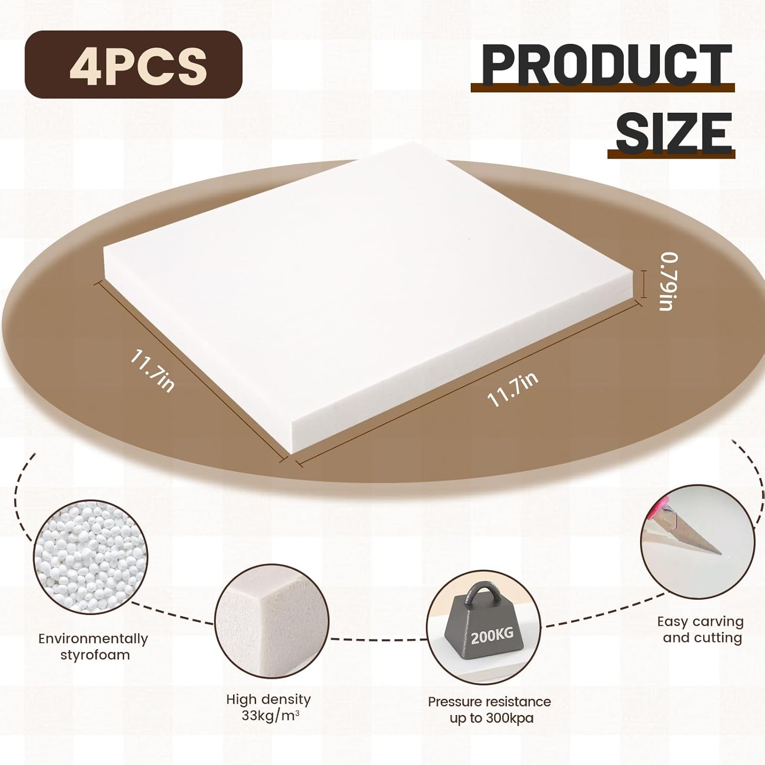 Gvereld High Density XPS Foam Board,4 Pack 11.7x11.7x0.79in Polystyrene Craft Foam Sheets, Rigid and Easy to Shape,DIY Modeling Art Projects, Party Decoration, Foam Cosplay, Heat Insulation - Crafty Corner