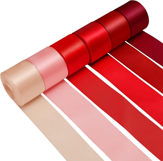 1-1/2 Inch Red Satin Ribbons for Crafts, 6 Rolls Single-Faced Red Assorted Ribbons for Gift Wrapping Flower Bouquet Wedding Invitations Bridal Shower Hair Bows Garland Party Decor - Crafty Corner