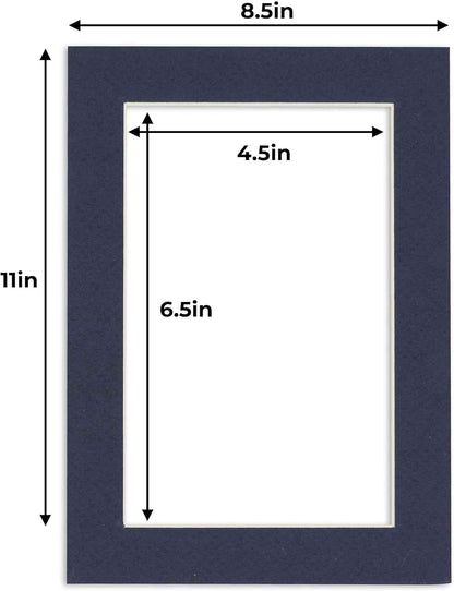 5x7 Mat for 8.5x11 Frame - Precut Mat Board Acid-Free Navy 5x7 Photo Matte Made to Fit a 8.5x11 Picture Frame, Premium Matboard for Family Photos, Show Kits, Art, Picture Framing, Pack of 10 Mats